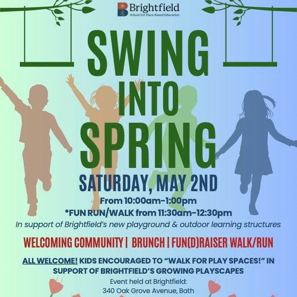 Current and prospective Brightfield families and community partners are invited to join us on Saturday, May 2nd, to celebrate spring and our growing school community. Join us for food, fun, and the kick-off of an exciting process to expand our spaces for outdoor learning and play!