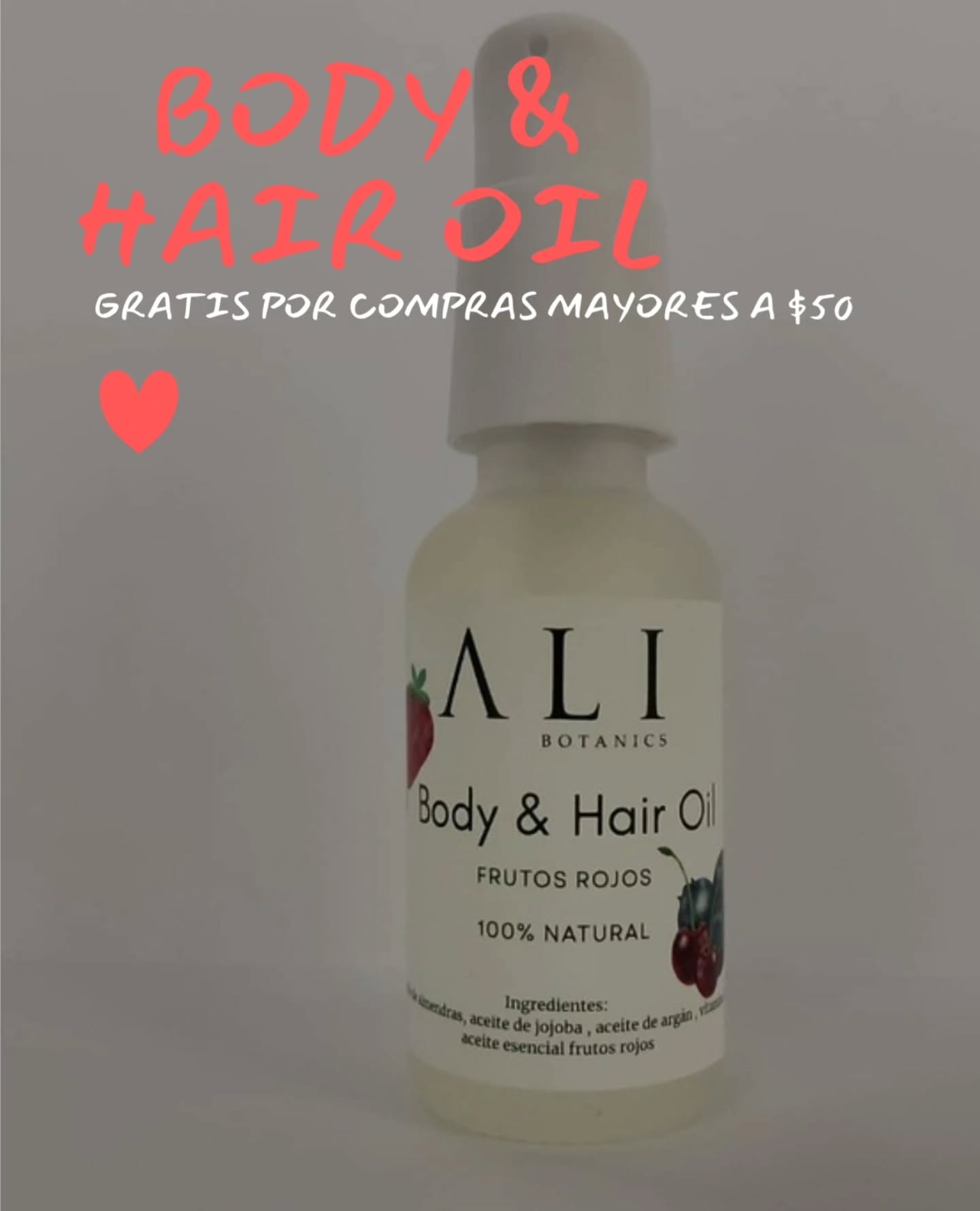 Creamos el aceite más ❤️ de la historia para este San Valentin.. de regalo por sus compras mayores a $50!
Body & Hair Oil 100% natural con una deliciosa combinación de aceites esenciales de frutos rojos para que tu piel y pelo queden lleno de glow y con un olor super redlicious ❤️❤️
Y eso no es todo 😱 TODOS nuestros productos estan con el 15% off ✨️
Este San Valetín no esperes a que te regalen, mimate tu 🤍❤️
*no aplica promoción sobre promoción
*válida hasta el 16 de febrero