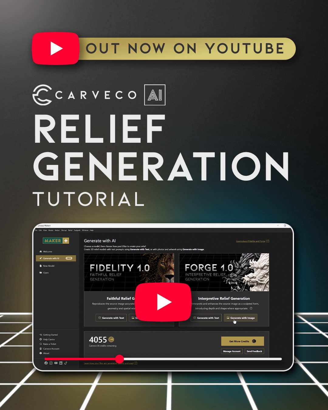 New tutorial just dropped. 🔥
Our full deep-dive into Relief Generation with Fidelity and Forge is out now on YouTube, covering Generate with Image, Generate with Text, and everything in between.
Whether you're new to Carveco AI or want to get more out of it, this one's for you.
🔗 Watch now on YouTube @ Carveco (link in bio)